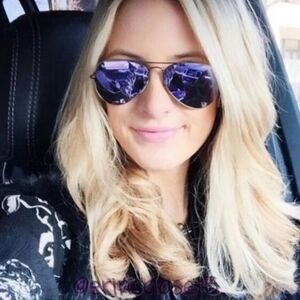 NIB, Ray-Ban Aviator Sunglasses Dark Purple/Blue Lenses Bronze Frames